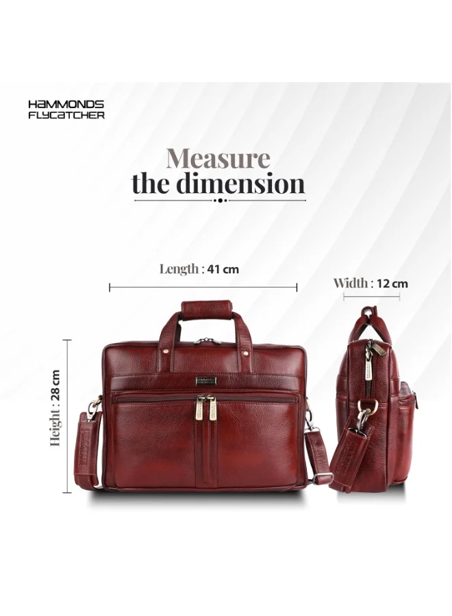 Hammonds Flycatcher  Genuine Leather Laptop Bag Premium Office Bag with Adjustable Strap and Multiple Compartments-LB102 BRN  | Best Price UAE